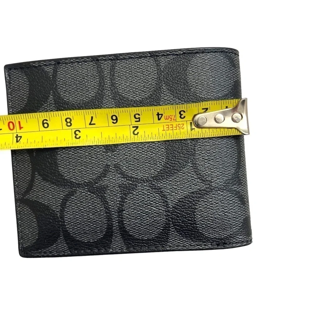 Coach gray and black Id Billfold Wallet In Signature Canvas